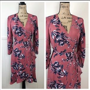 Blush Pink Floral Wrap Dress